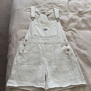 Women’s White Levi Shorts Overalls